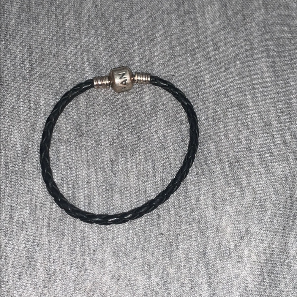 Pandora black leather bracelet